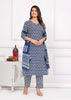 Women's Cotton Printed Straight Kurta With Palazzo & Dupatta Set