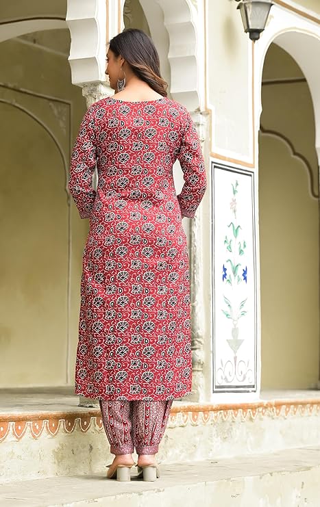 Women Straight Block Printed Kurta and Pant Set with Dupatta | Ethnic Set | Dupatta Set | Suit Set | Kurta Set | Wedding Suit |