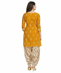 Indian Cotton Printed Readymade Salwar Suit For Women - Yellow