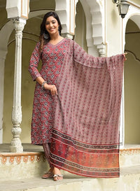 Women Straight Block Printed Kurta and Pant Set with Dupatta | Ethnic Set | Dupatta Set | Suit Set | Kurta Set | Wedding Suit |